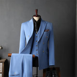 Men's Plus Size Double Breasted Suit – 3 Piece Set
