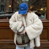 Neo Mint Gradient Faux Fur Oversized Women's Winter Coat