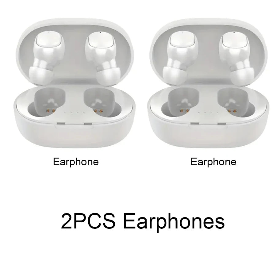 TWS A6S Wireless Bluetooth Headset in charging case, featuring dual earphones and compact design for easy portability.