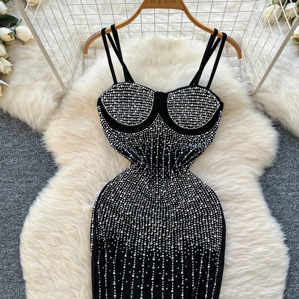 Women's Strapless Beaded Evening Dress