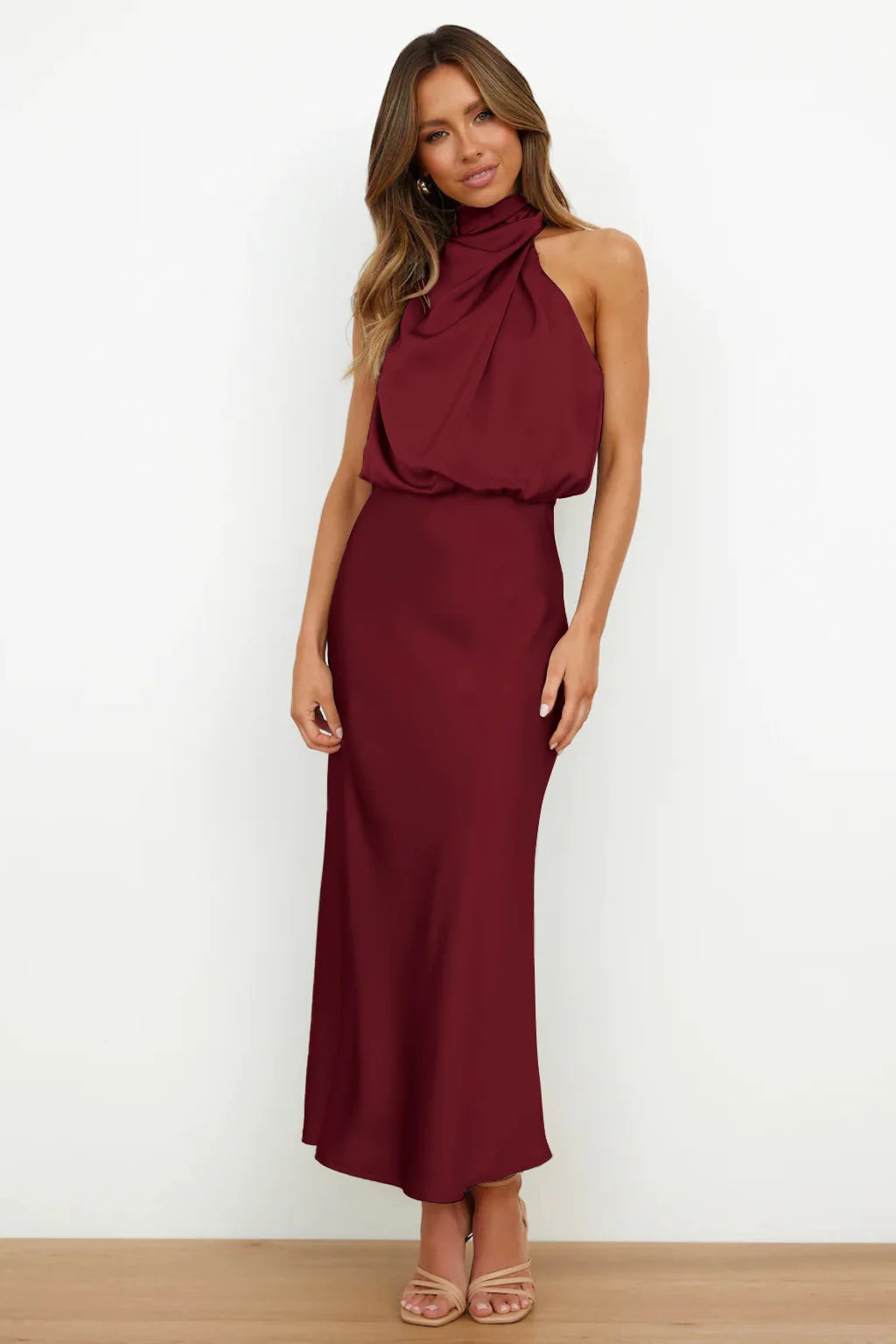 Women's Silk Satin Evening Dress