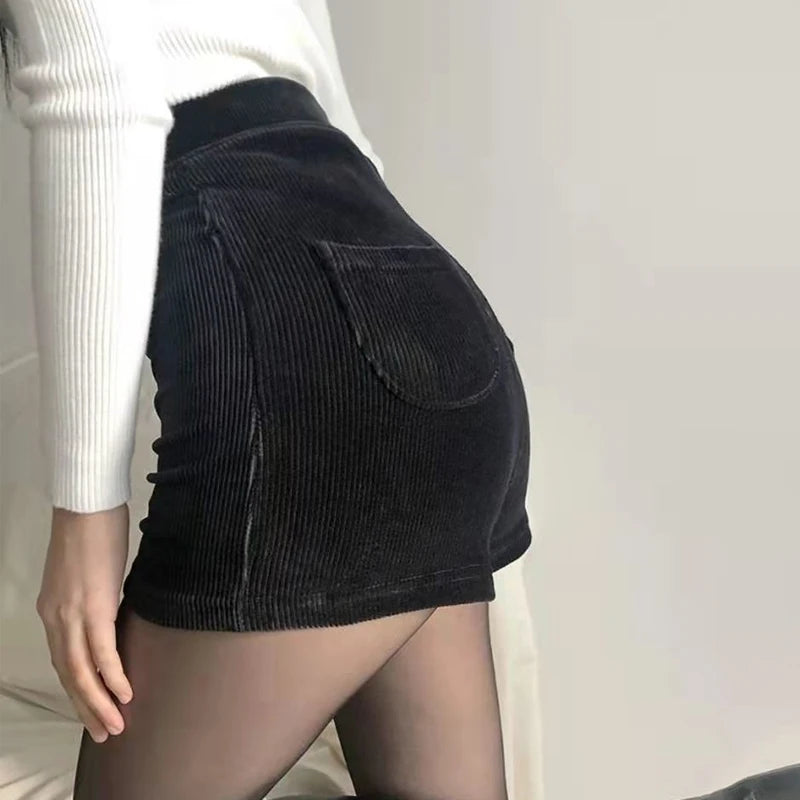Women Goth Corduroy Y2K Shorts