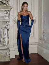 Midnight Satin Slip Gown