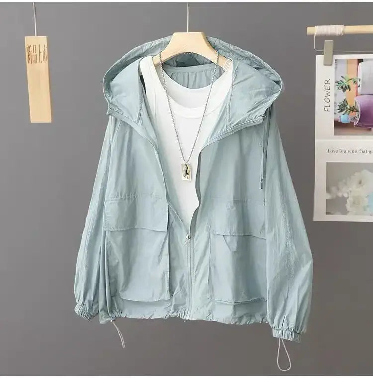 Women Lightweight Hooded Windbreaker