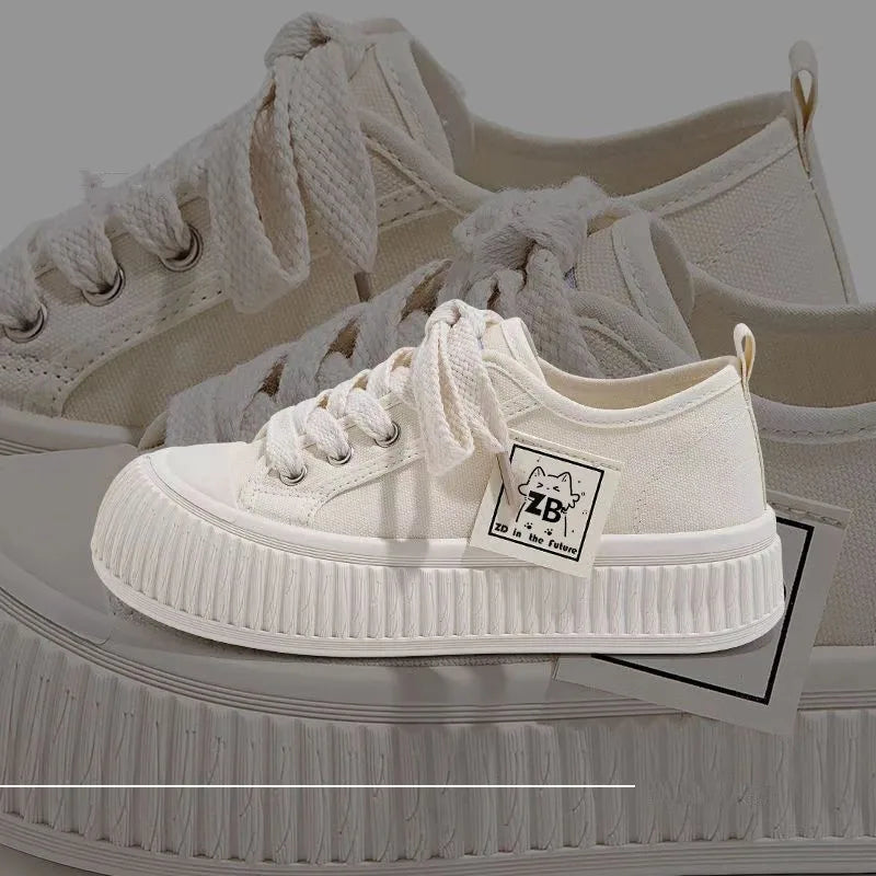 Women Canvas Shoes Soft Sole Lace Up Sneakers