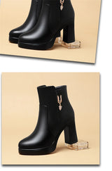 Women Warm Wool High Heel Ankle Boots – Winter Fashion
