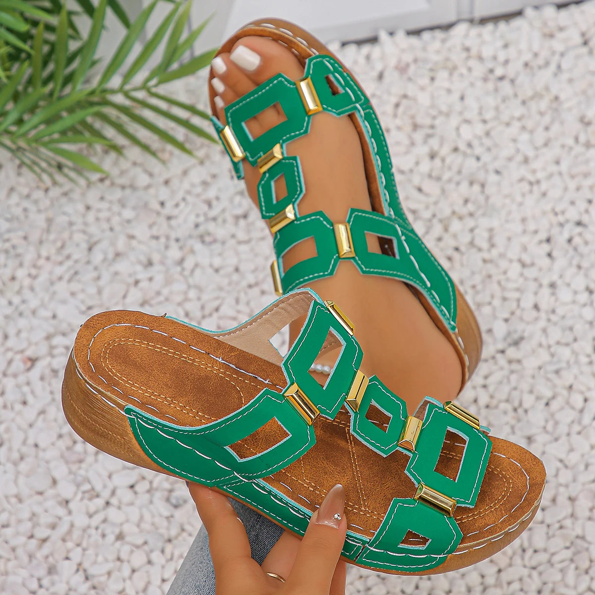 Thick-Soled Wedge Slippers – Large Size 2025