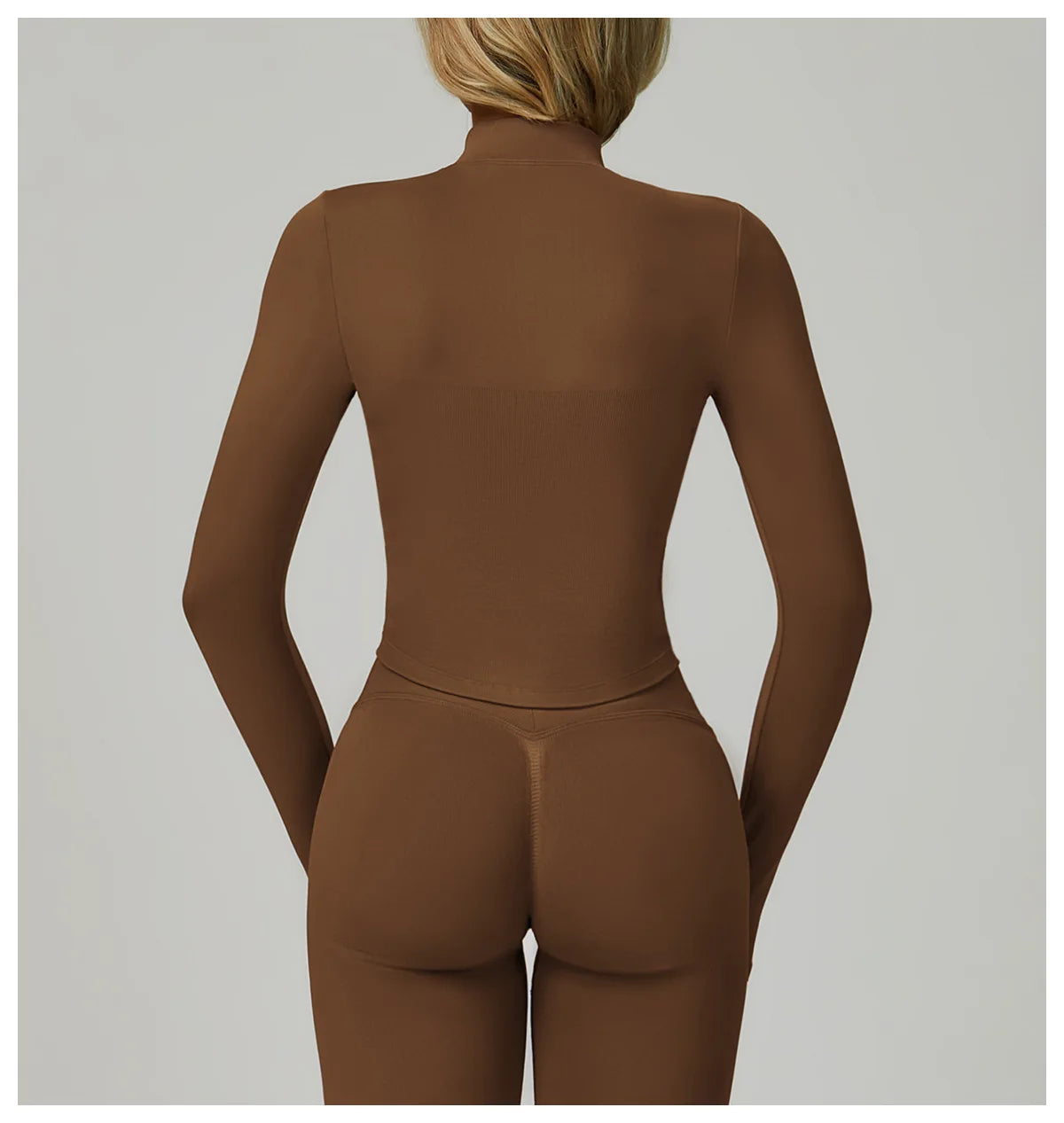 Ribbed Women's Yoga Jacket – Long Sleeve Standing Collar Fitness Top