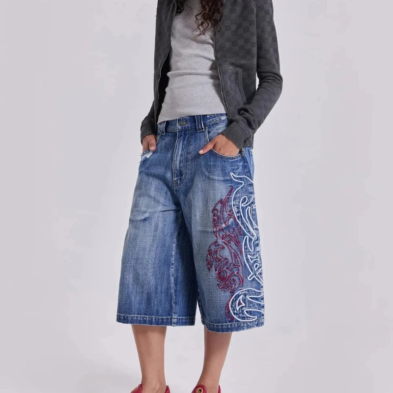 2025 Hip Hop Denim Wide Shorts