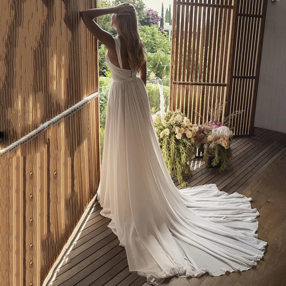 Women's Chiffon Boho Wedding Dress