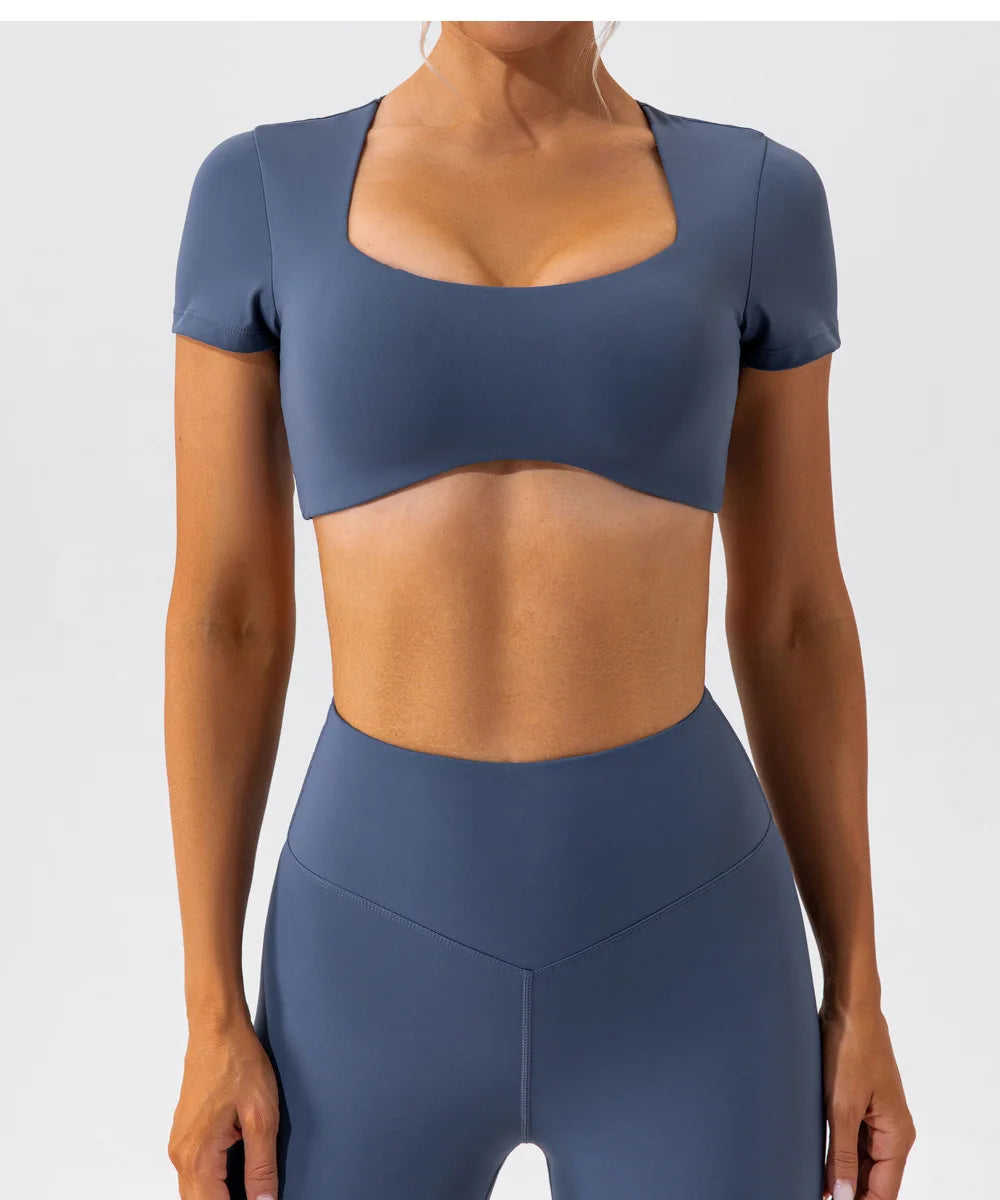 Women Crop Fit Yoga Tee