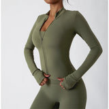 Women's Zip Long Sleeve Yoga Jacket – Slim Fit Gym Training Top