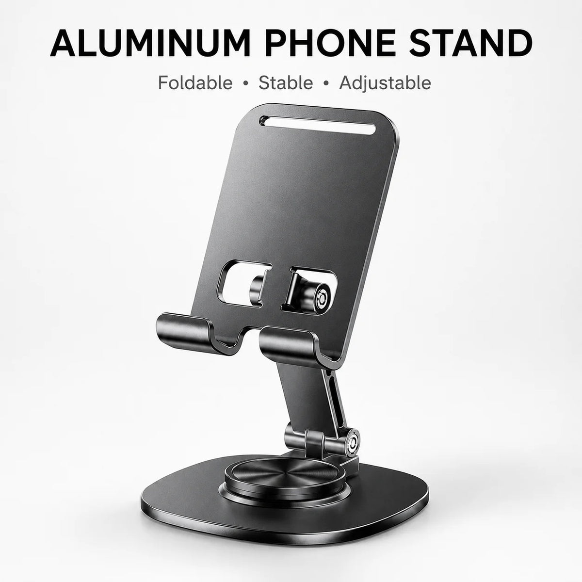Adjustable Aluminum Desktop Phone Stand – Foldable & Hands-Free
