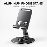 Adjustable Aluminum Desktop Phone Stand – Foldable & Hands-Free