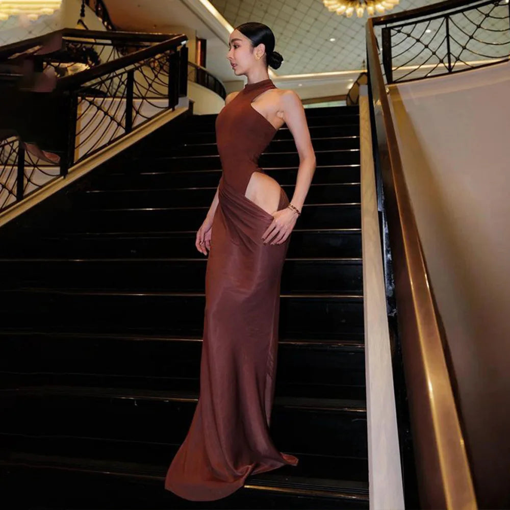 Luxe Satin Cutout Maxi Dress
