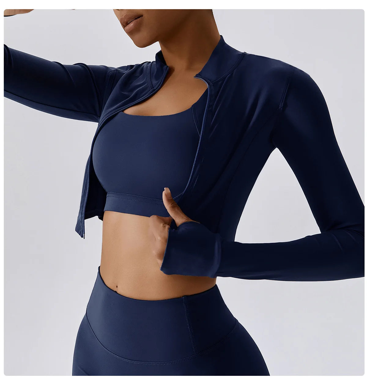 Women's Sexy Zip Long Sleeve Yoga Jacket – Workout Running Cycling Top