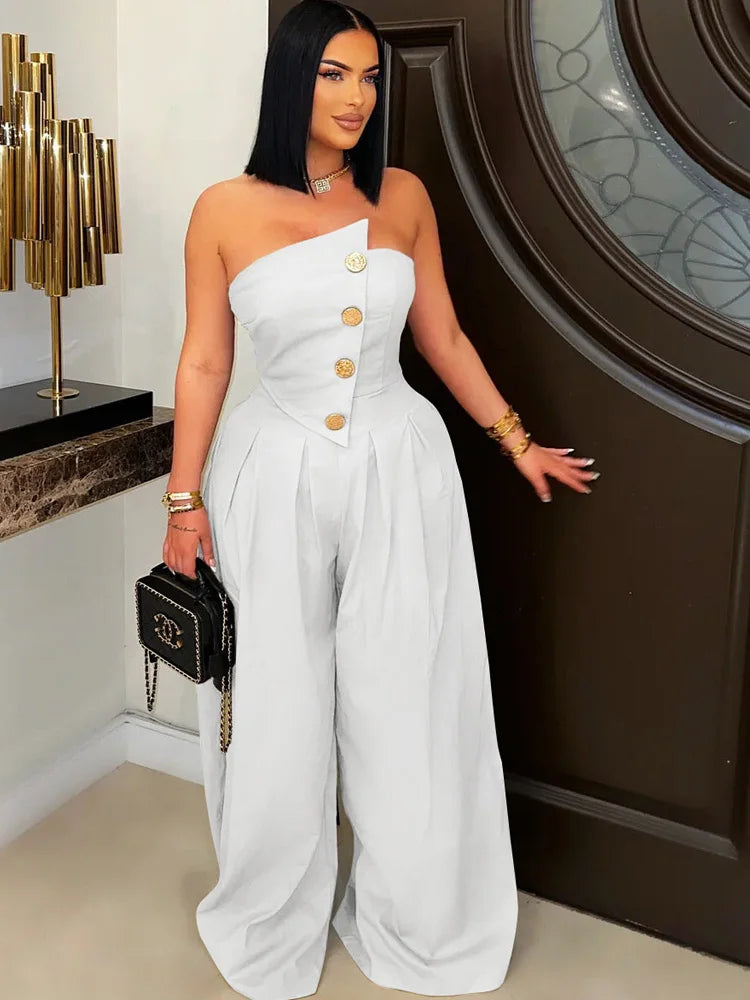 Glamora™ – Strapless Palazzo Clubwear Jumpsuit (Bold, Sexy & Flowy)