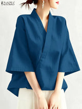 Kyoto Cross V-Neck Tunic Blouse