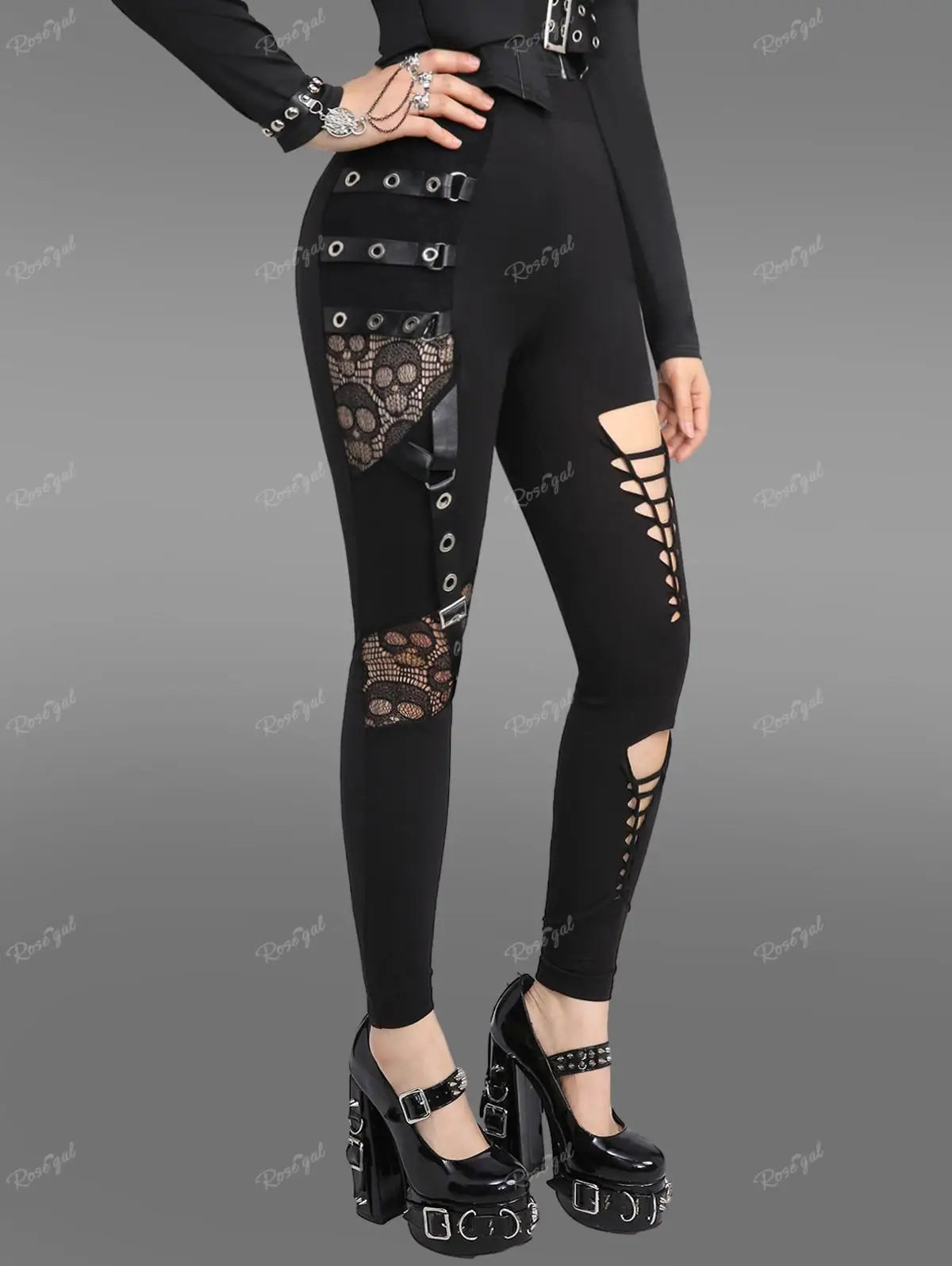 Women Plus Size Gothic Patchwork Pants