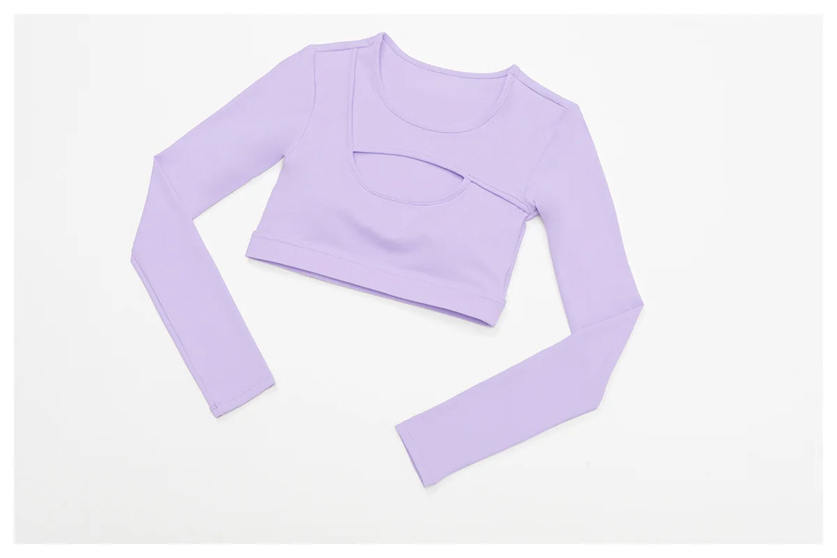 Women's Hollow Out Long Sleeve Yoga Shirt – Gym Workout Running Top