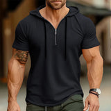 Men Short Sleeve Zip Hoodie