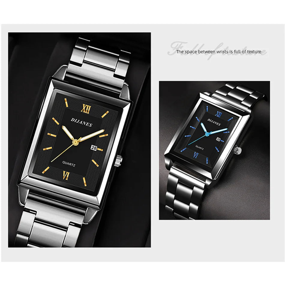 Luxury Square Gold Quartz Couple Watches
