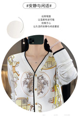 Women's Printed Stitching Wool Cardigan