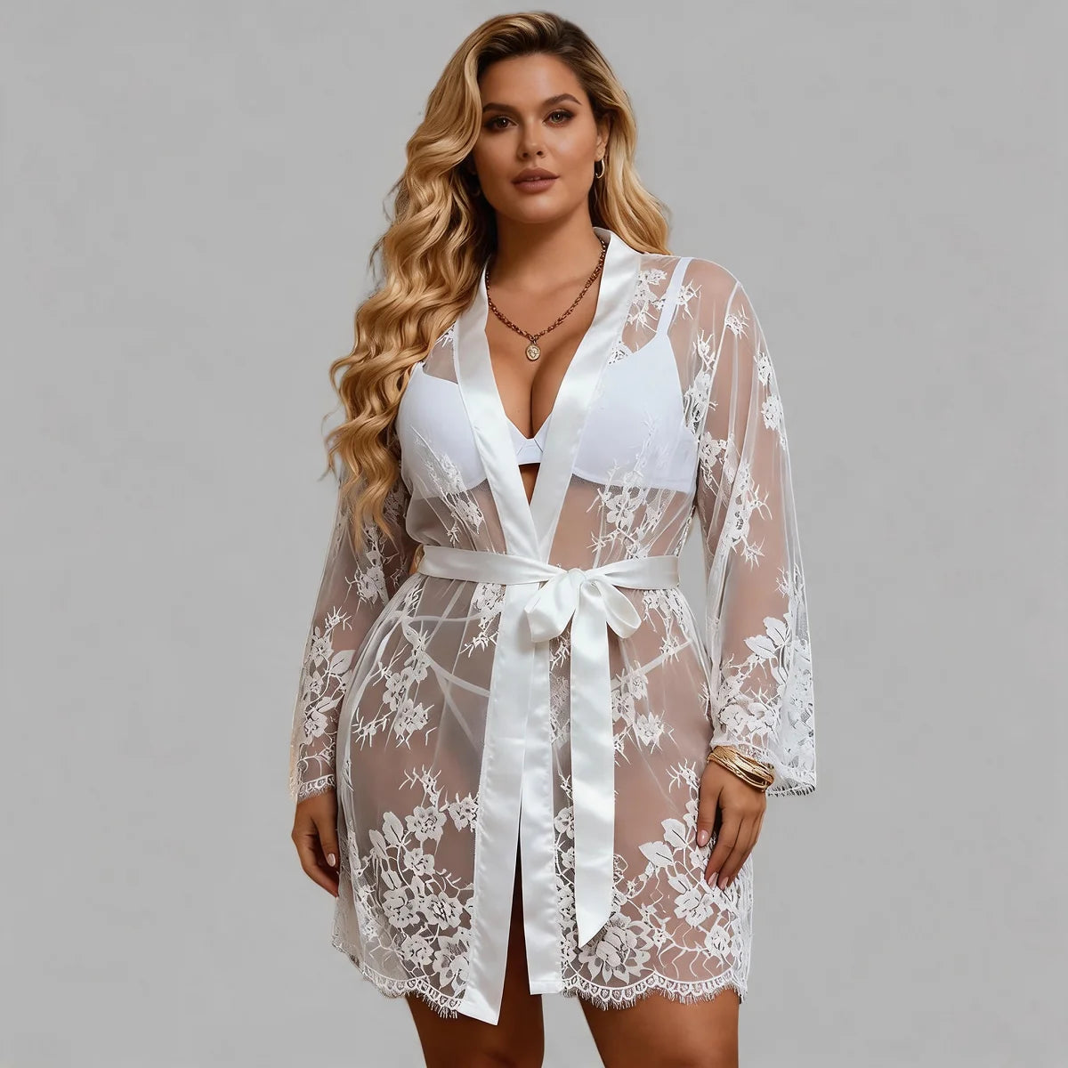 Plus Size Lace Robe