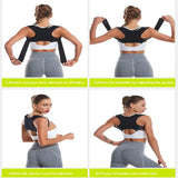 Demonstration of adjusting an adjustable posture corrector back brace with step-by-step instructions.