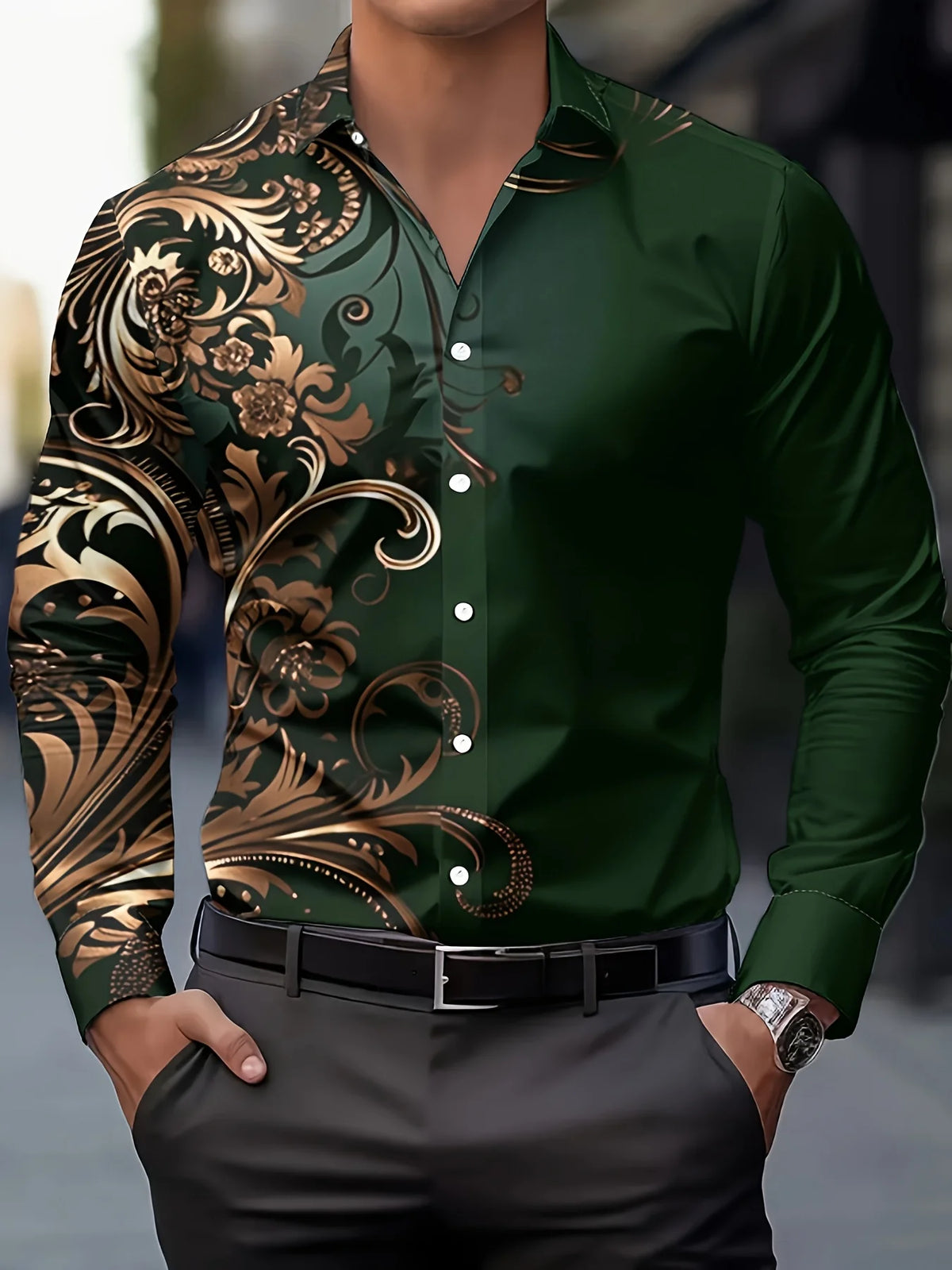 Crimson Floral Dress Shirt