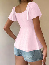 Luna Lace-Up V-Neck Blouse