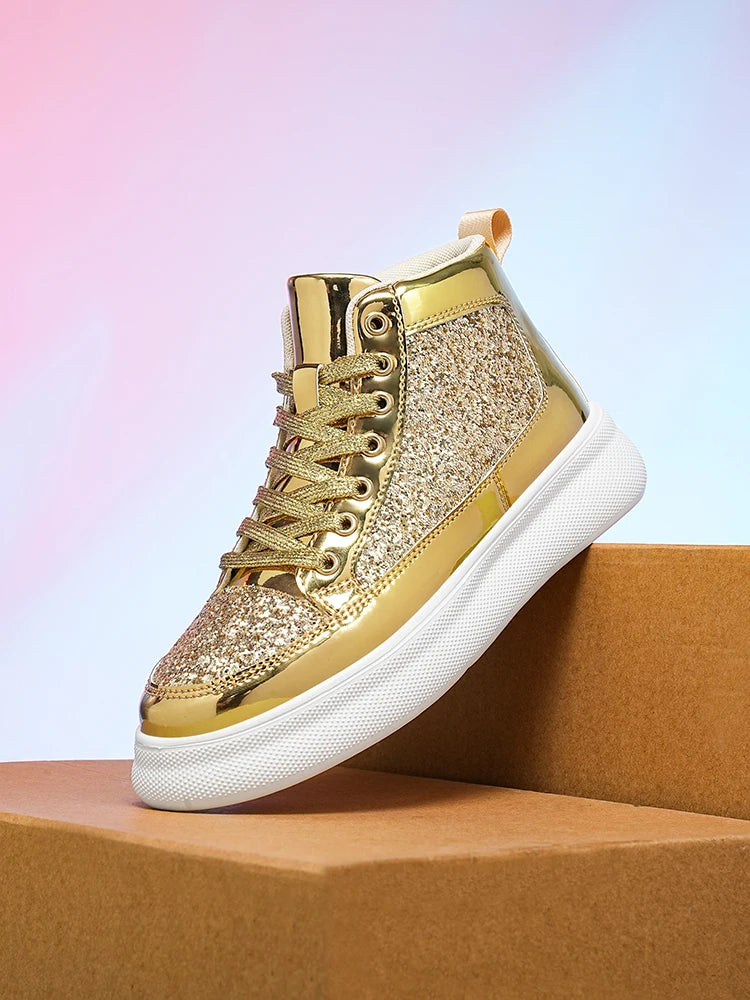 Pink Bling High Top Fashion Skate Shoes