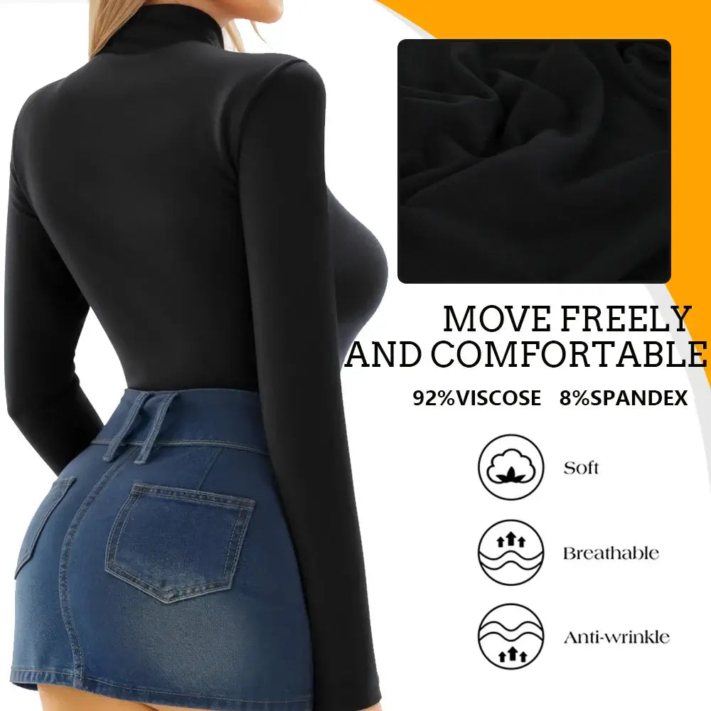Women High Neck Long Sleeve Bodysuit