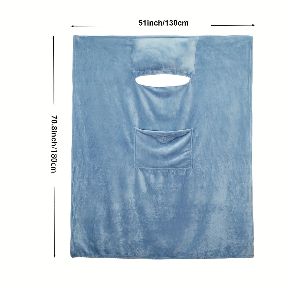 Comfortable Blue Flannel Blanket with Pillow