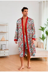 Men’s Leopard Satin Bathrobe Set
