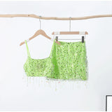 Women Sequin Tassel Party Skirt