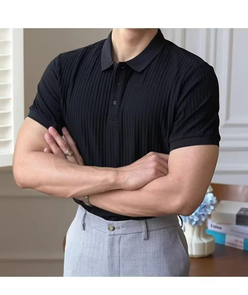 Men Stripe Polo Shirt