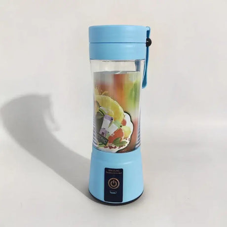 380ml Mini Electric Juicer in blue, USB rechargeable and portable for convenient juicing on the go.