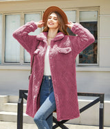 FairyShely Brown Puff Long Women's Winter Jacket – Plush Warm Coat