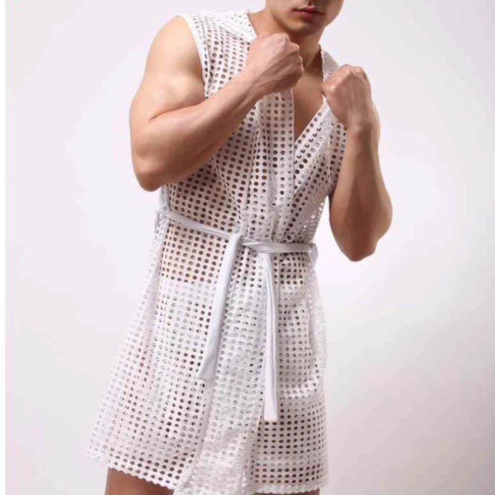 Men’s Mesh Sleeveless Bathrobe