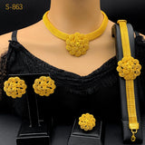 24K Gold Flower Bridal Jewelry Set
