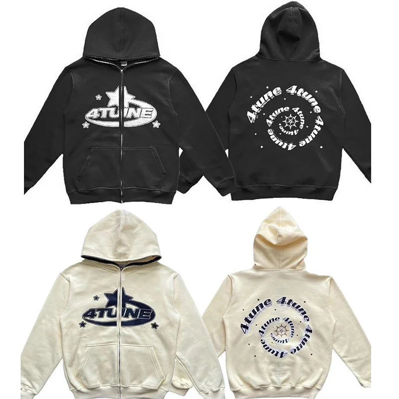 Retro Star Zipper Hoodie
