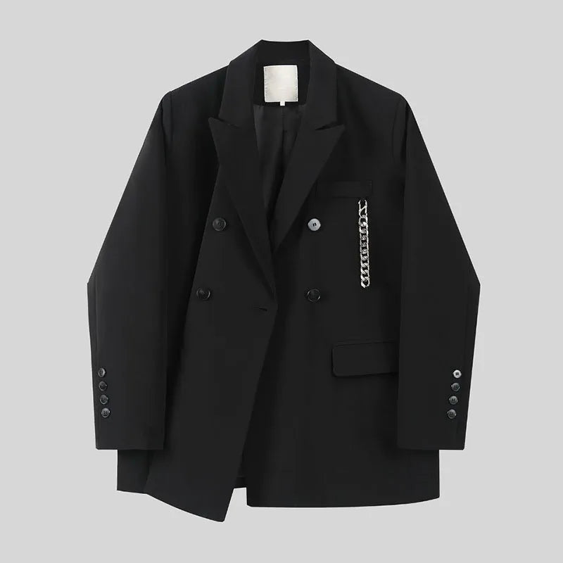 Gothiq™ – Chain Detail Streetwear Blazer (Harajuku Punk Style, Oversized Fit)
