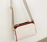 Checkered Leather Messenger Bag