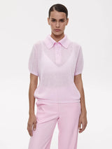 Women's Polo Collar Hollow Knit Sweater