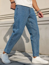 Men's Classic Blue Loose Jeans Plus Size