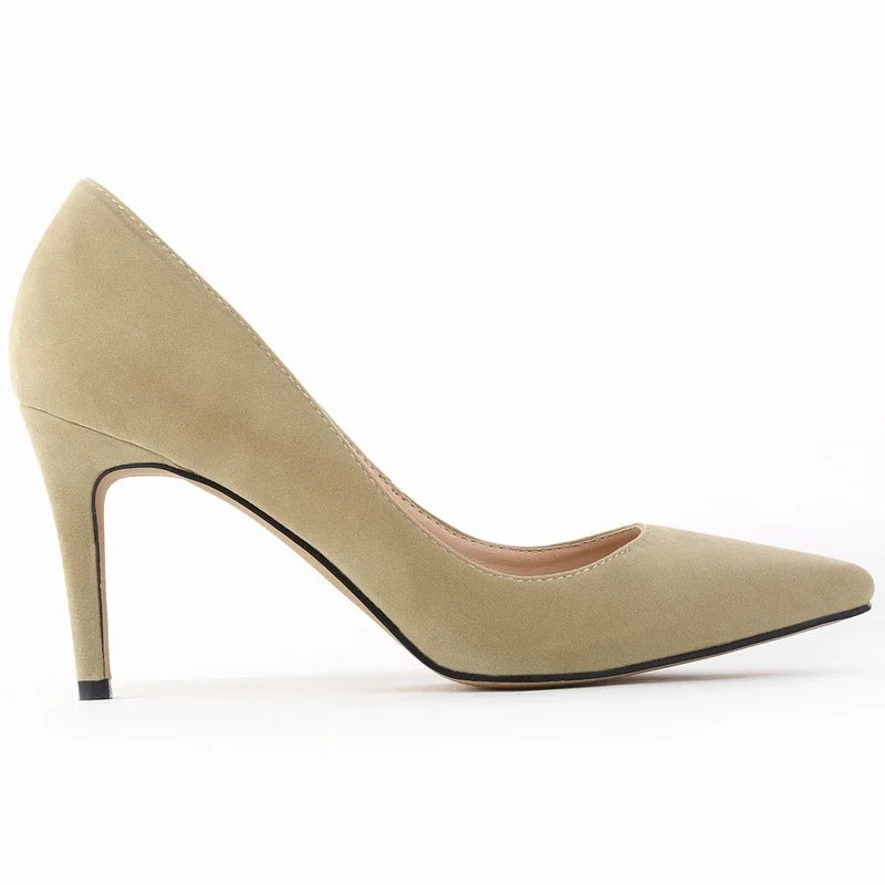 8cm Suede Pointed Pumps – Red Party Heels