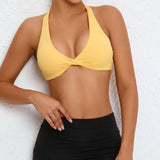 Women Twist Front Cross Back Sports Bra