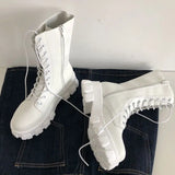 Women Mid Calf Boots Slip On Cowgirl Style