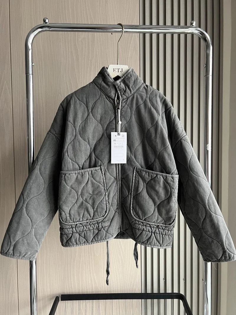 Vintage Quilted High Collar Women's Jacket